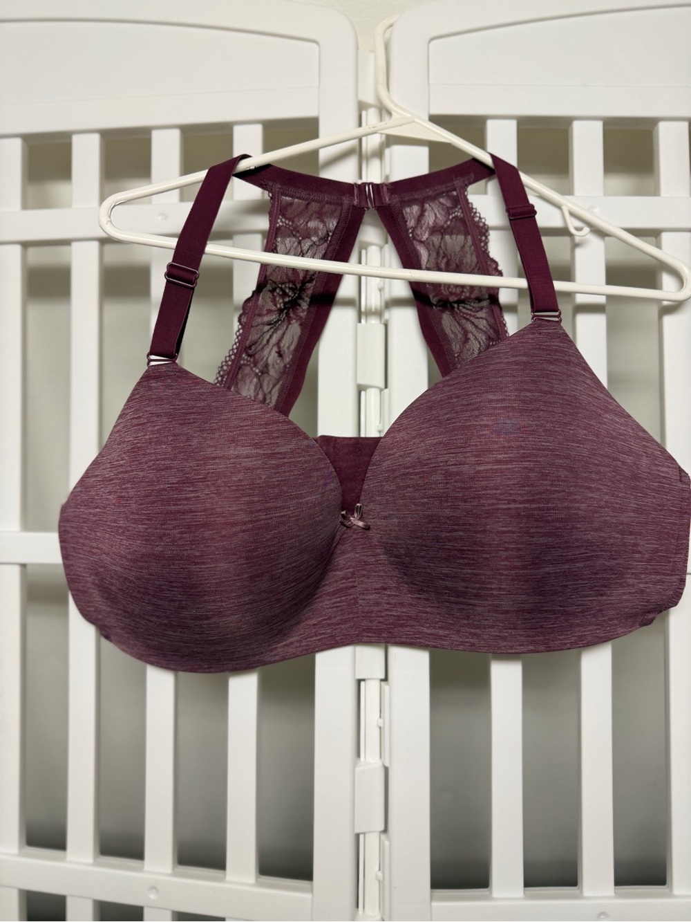 Cacique Stretch Lace Racerback T-Shirt Bra - Wine